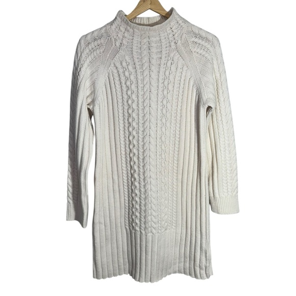 Club Monaco Simonya Cable-Knit Dress 100% Wool Size Small Neutral - Picture 3 of 13